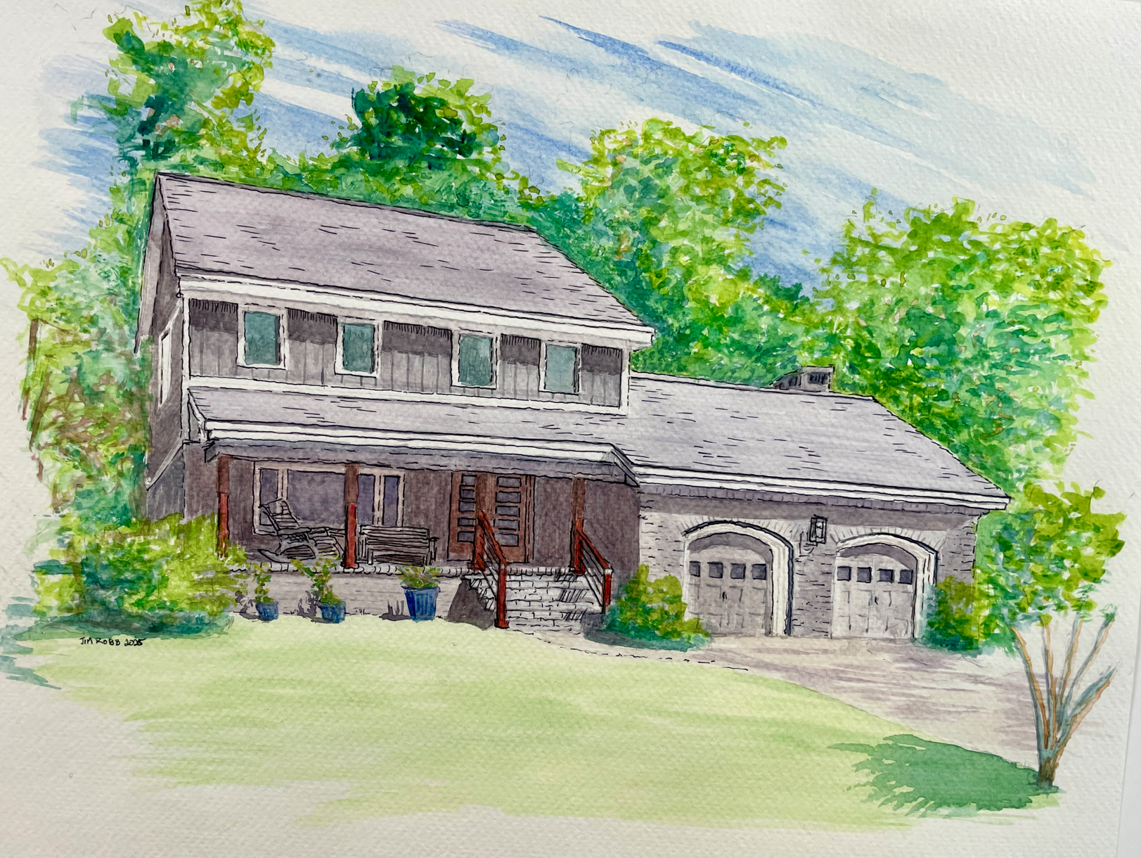 Abstract watercolor painting with fluid brushstrokes in vibrant hues